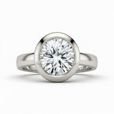 White Gold Round Cut Bezel Set Solitaire Engagement Ring