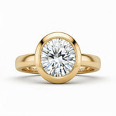 Yellow Gold Round Cut Bezel Set Solitaire Engagement Ring