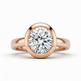 Rose Gold Round Cut Bezel Set Solitaire Engagement Ring