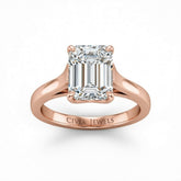 Rose Gold Emerald Cut Solitaire Engagement Ring with Sleek Tapered Shank