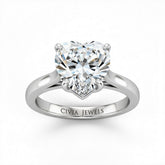 Silver Heart Cut Solitaire Engagement Ring with Sleek Tapered Shank