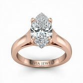 Rose Gold Marquise Cut Solitaire Engagement Ring with Sleek Tapered Shank
