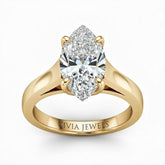Yellow Gold Marquise Cut Solitaire Engagement Ring with Sleek Tapered Shank