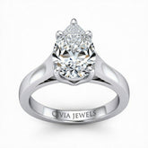 White Gold Pear Cut Solitaire Engagement Ring with Sleek Tapered Shank