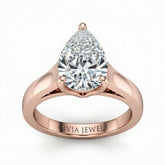 Rose Gold Pear Cut Solitaire Engagement Ring with Sleek Tapered Shank