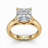 Yellow Gold Princess Cut Solitaire Engagement Ring with Sleek Tapered Shank