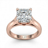 Rose Gold Princess Cut Solitaire Engagement Ring with Sleek Tapered Shank