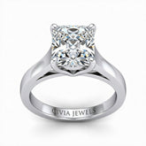 White Gold Princess Cut Solitaire Engagement Ring with Sleek Tapered Shank