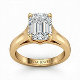 Yellow Gold Radiant Cut Solitaire Engagement Ring with Sleek Tapered Shank