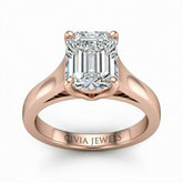 Rose Gold Radiant Cut Solitaire Engagement Ring with Sleek Tapered Shank