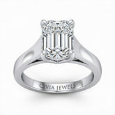 White Gold Radiant Cut Solitaire Engagement Ring with Sleek Tapered Shank