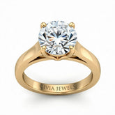 Yellow Gold Round Cut Solitaire Engagement Ring with Sleek Tapered Shank