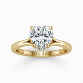 Yellow Gold Heart Cut Solitaire Engagement Ring with Sculpted Tapered Shank