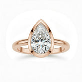 Rose Gold Pear Cut Bezel Set Solitaire Engagement Ring with Polished Comfort Fit Band