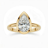 Yellow Gold Pear Cut Bezel Set Solitaire Engagement Ring with Polished Comfort Fit Band
