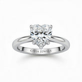 White Gold Heart Cut Solitaire Engagement Ring with Sculpted Tapered Shank