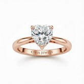 Rose Gold Heart Cut Solitaire Engagement Ring with Sculpted Tapered Shank