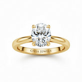 Yellow Gold Oval Cut Solitaire Engagement Ring with Sculpted Tapered Shank