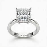Silver Princess Cut Solitaire Engagement Ring with Sculpted Tapered Shank