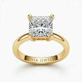 Yellow Gold Princess Cut Solitaire Engagement Ring with Sculpted Tapered Shank