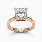 Rose Gold Princess Cut Solitaire Engagement Ring with Sculpted Tapered Shank