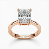 Rose Gold Radiant Cut Solitaire Engagement Ring with Sculpted Tapered Shank