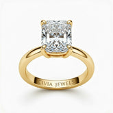Yellow Gold Radiant Cut Solitaire Engagement Ring with Sculpted Tapered Shank
