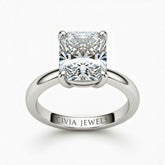White Gold Radiant Cut Solitaire Engagement Ring with Sculpted Tapered Shank