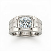 White Gold Cushion Cut Bezel Set Solitaire Engagement Ring with Smooth Band