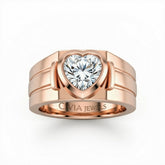 Rose Gold Heart Cut Bezel Set Solitaire Engagement Ring with Smooth Band
