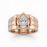 Rose Gold Pear Cut Bezel Set Solitaire Engagement Ring with Smooth Band