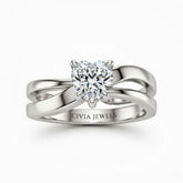 Silver Heart Cut Solitaire Engagement Ring With Sculpted Multirow Twist Shank