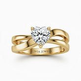 Yellow Gold Heart Cut Solitaire Engagement Ring With Sculpted Multirow Twist Shank