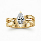 Yellow Gold Pear Cut Solitaire Engagement Ring With Sculpted Multirow Twist Shank