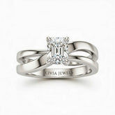 Silver Radiant Cut Solitaire Engagement Ring With Sculpted Multirow Twist Shank