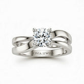 Silver Round Cut Solitaire Engagement Ring With Sculpted Multirow Twist Shank
