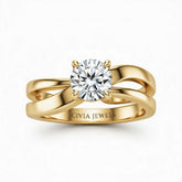 Yellow Gold Round Cut Solitaire Engagement Ring With Sculpted Multirow Twist Shank