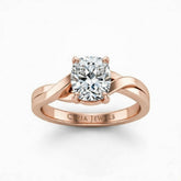 Rose Gold Cushion Brilliant Solitaire Engagement Ring With Elegant Split Twist Shank