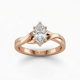 Rose Gold Marquise Brilliant Solitaire Engagement Ring With Elegant Split Twist Shank