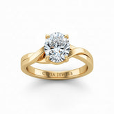 Yellow Gold Oval Brilliant Solitaire Engagement Ring With Elegant Split Twist Shank