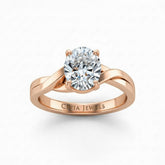 Rose Gold Oval Brilliant Solitaire Engagement Ring With Elegant Split Twist Shank