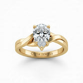 Yellow Gold Pear Brilliant Solitaire Engagement Ring With Elegant Split Twist Shank