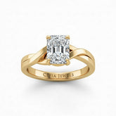 Yellow Gold Radiant Brilliant Solitaire Engagement Ring With Elegant Split Twist Shank
