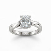 White Gold Radiant Brilliant Solitaire Engagement Ring With Elegant Split Twist Shank