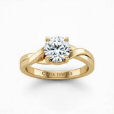 Yellow Gold Round Brilliant Solitaire Engagement Ring With Elegant Split Twist Shank