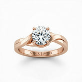 Rose Gold Round Brilliant Solitaire Engagement Ring With Elegant Split Twist Shank
