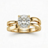 Yellow Gold Cushion Cut Solitaire Engagement Ring With Sculpted Multirow Twist Shank
