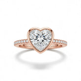 Rose Gold Heart Cut Bezel Set Solitaire With Diamond Pavé Classic Band Engagement Ring
