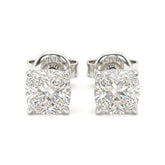 White Gold Cushion Cut Diamond Stud Earrings With Four Prong Setting