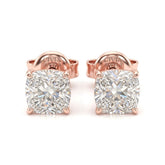Rose Gold Cushion Cut Diamond Stud Earrings With Four Prong Setting